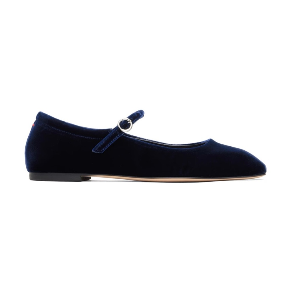AEYDE Navy Uma Velvet Mary-Jane Ballerina Flats EU 37 - Picture 2 of 8